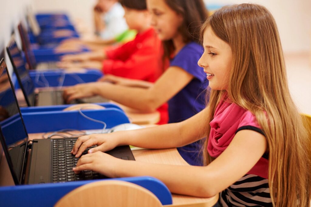 People sitting in front of laptops