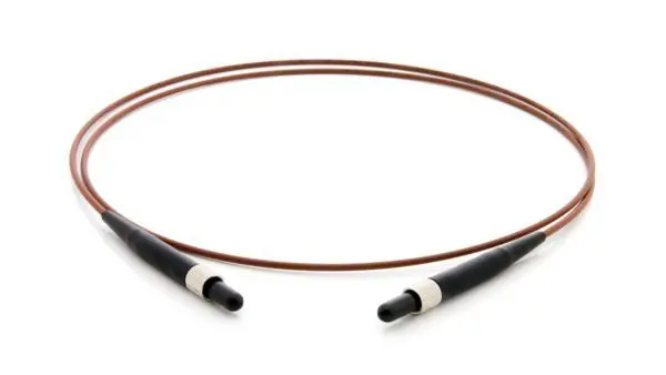 A brown and black cable on white background