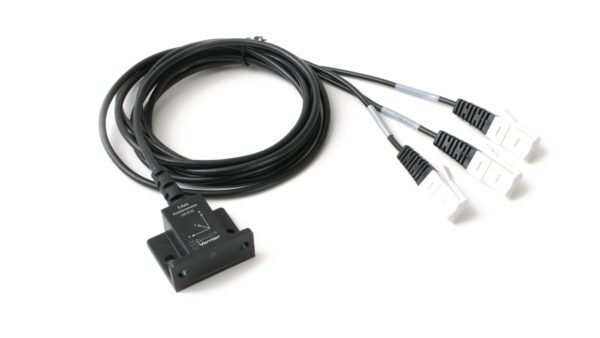 A black cable with three wires attached to it.