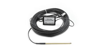 A black cable with a gold end and a temperature sensor.