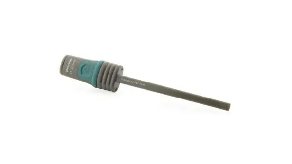 A close up of a screwdriver with a blue handle