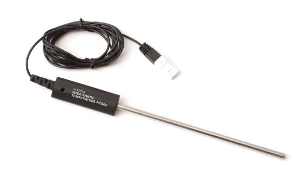 A temperature probe is connected to the usb cable.